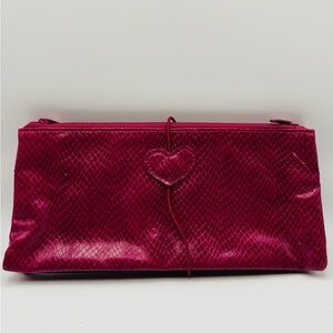 Avon Heart to Heart Cosmetic Bag Pink Faux Snakeskin NWT 2000